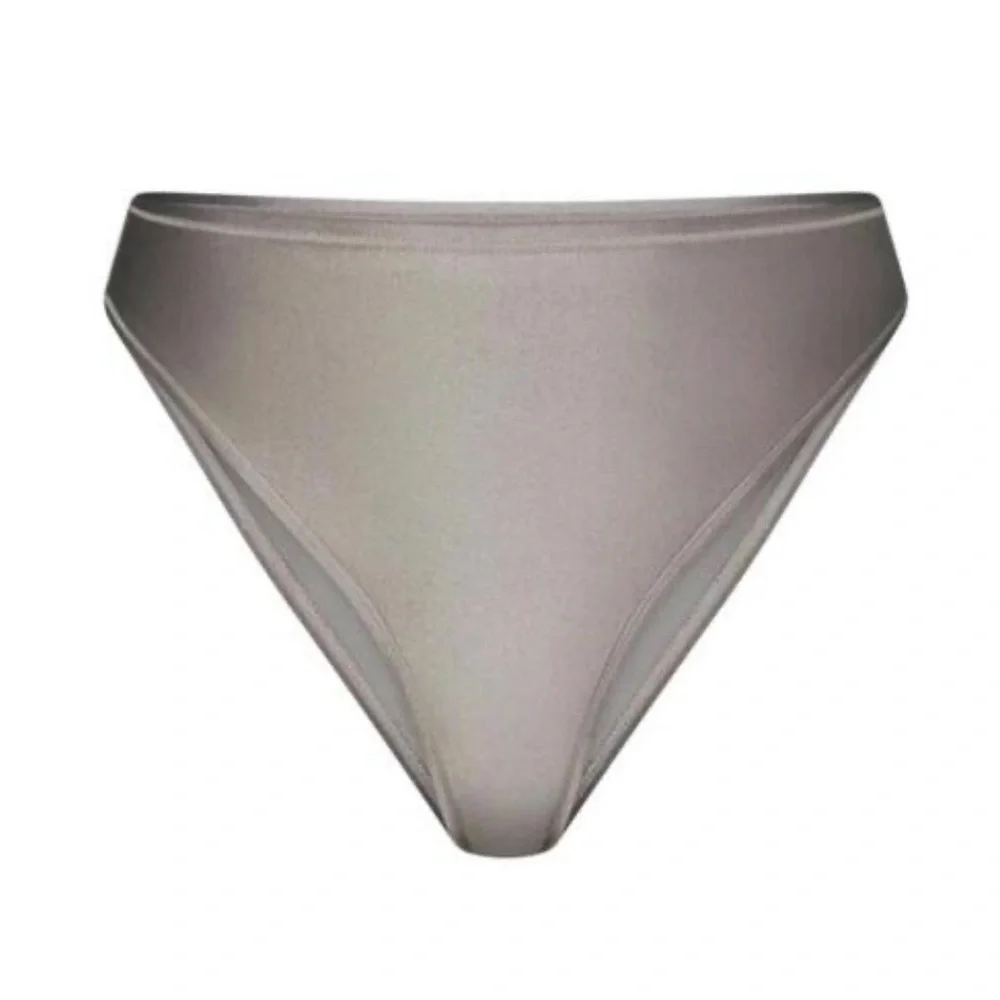 SKIMS SHINE SWIM MID WAIST BOTTOM SMOKE
